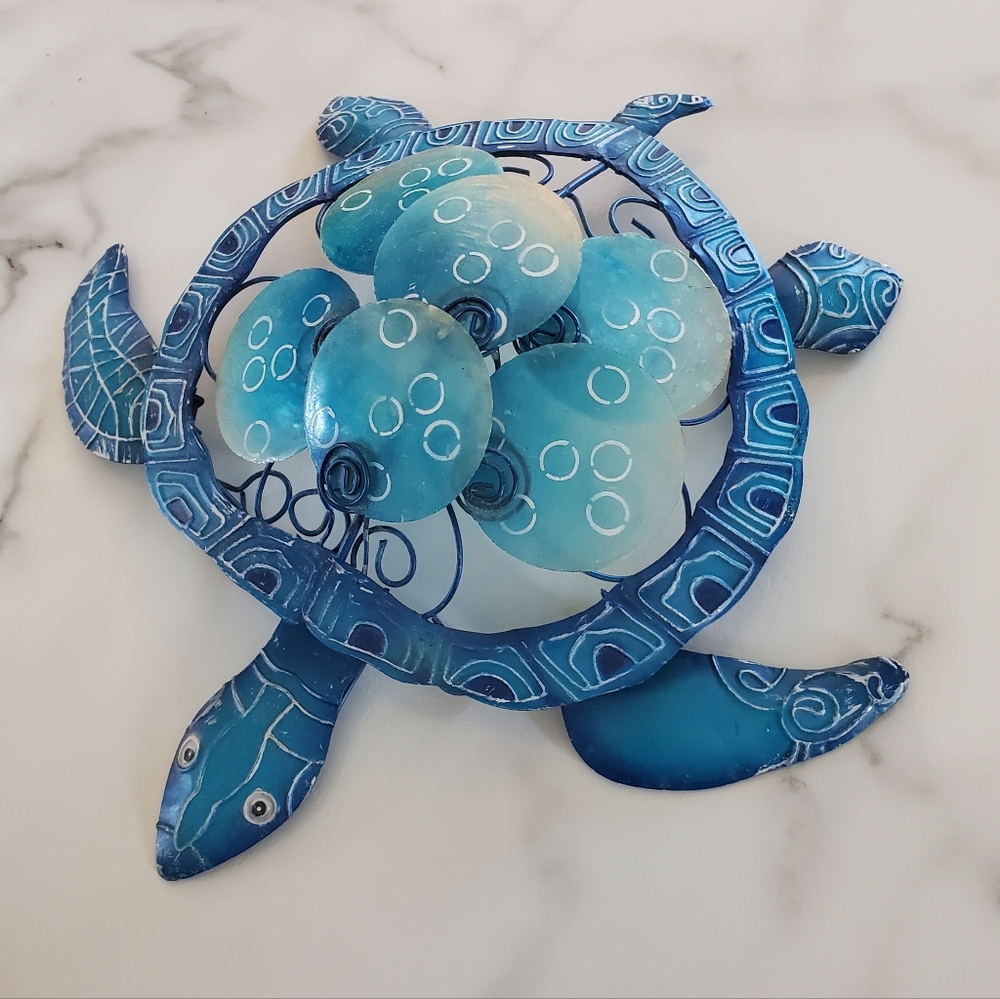 Blue Turtle Metal & Shells Wall Decor - Picture 3 of 16